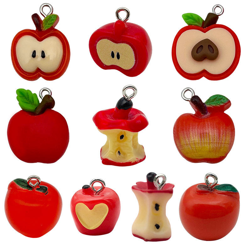Acrylic 3D Apple Fruit Charm Pendant for DIY Bracelet Necklace Earrings Jewelry Making