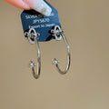 Iris Accent Slim Hoop Stud Earrings with Polished Metal Tone Details view 7