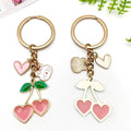 Four Pink and Red Cherry Heart Metal Keychain Designs view 2