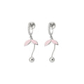 Pink Leaf Pearl Drop Ear Cuffs and Silver Bow Ear Cuffs view 5
