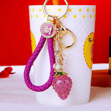 Jelly Strawberry Keychains with Cord Sets and Loose Heart Loops