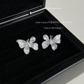 Silver Tone Clear Gradient Butterfly Stud Earrings For Women view 3
