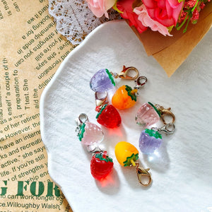 Mini Resin Strawberry Lobster Clasp Charm Keychains
