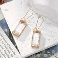 Rectangle Glass Crystal Dangle Earrings Gold Hooks 8 Colors view 11