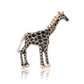 Black Enamel Giraffe Brooch with Gold Tone Frame for Jackets and Scarves view 5