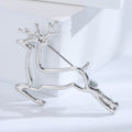 Smooth Metal Leaping Deer Brooch Gold Silver Outline Pin view 7