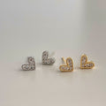Mini Heart Pave Crystal Stud Earrings Silver Gold Options view 1
