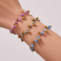 Gold Bead Stone Necklace Bracelet Set Ten Stone Options view 4