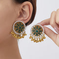 Floral Medallion Pearl Look Border Statement Earrings view 7