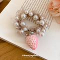 Pearl Mesh Scrunchies Flocked Strawberry Charm Two Colors view 4