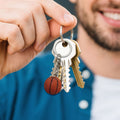 3D Basketball Keychain Silver Ring Chain Orange Ball view 4