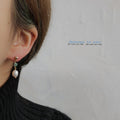 Gold Stud Freshwater Pearl Green Stone Drop Earrings view 2