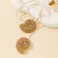 Gold Bead Nautilus Shell Charm Pendant Cream Cord Necklace view 2