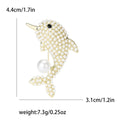 Pearl Beaded Dolphin Brooch Gold Silver Tone Pearl Drop view 5