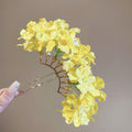 Fabric Blossom Gold U-Prong Hair Sticks Yellow Purple Pink view 6