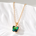 Gold Tone Crystal Butterfly Pendant Necklaces in Five Colors view 7