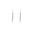 Silver Mismatched Triple Chain Teardrop Long Hook Earrings view 5