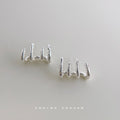 Silver Textured Multi Loop Stud Earrings Wave Form view 6