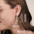 Silver Gold Beaded Twist Cross C-Shape Hoop Earrings view 4