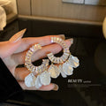 White Shell Flower Drop Earrings in Six Distinct Designs view 8