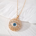 Gold and Silver Tone Round Filigree Evil Eye Pendant Necklaces view 8