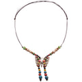 Colorful Bead Bronze Butterfly Pendant Cord Necklace view 5