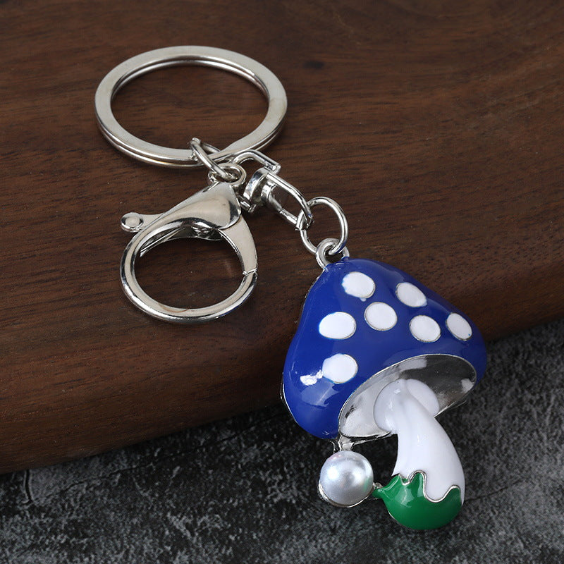 Colorful Mushroom Enamel Keychain Small Metal Bag Charm and Gift