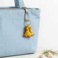 Acrylic Thinking Yellow Duck Keychain Silver Clasp Flat view 4