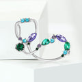 Floral Stethoscope Brooch in Gold or Silver Tone Crystals view 3