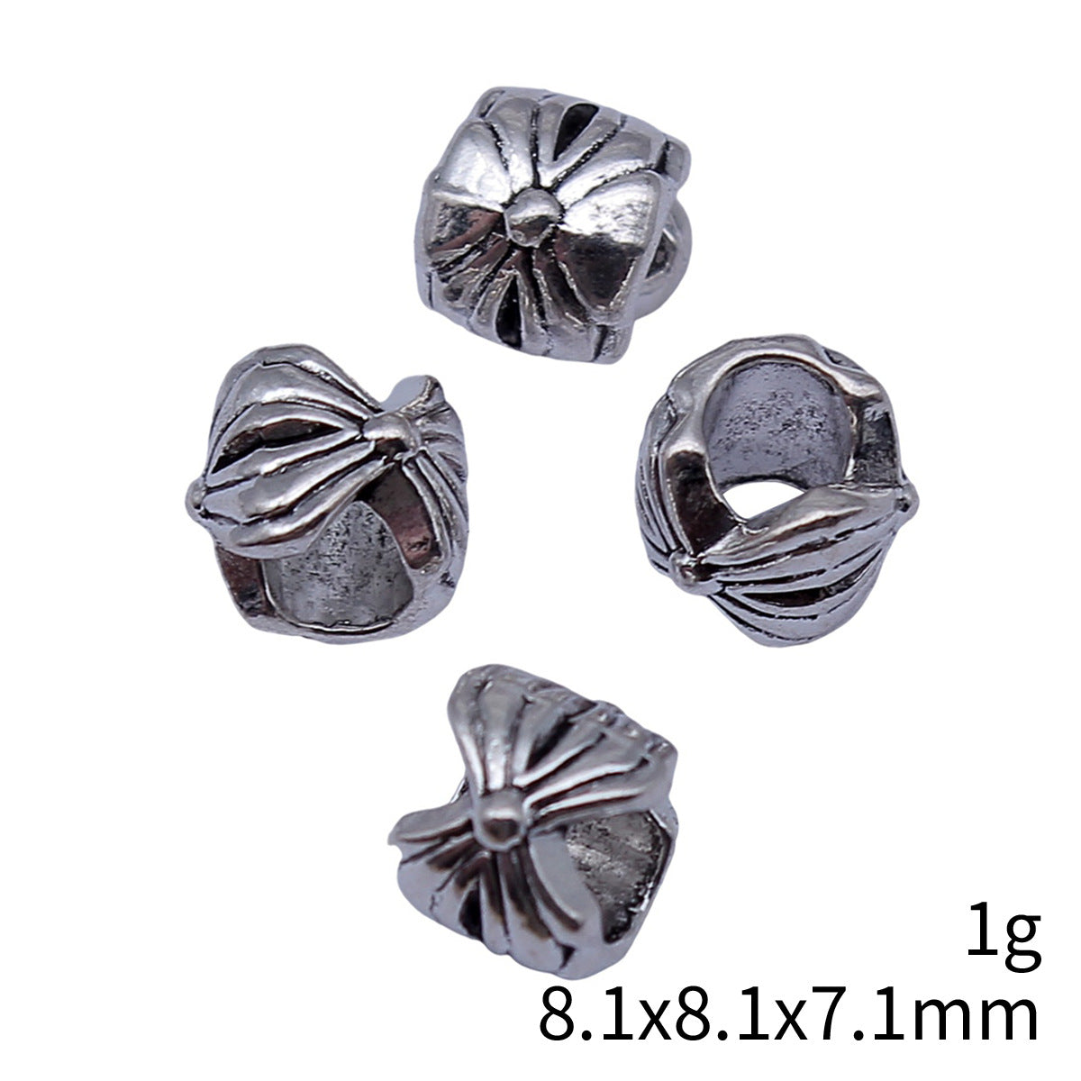 8.1x8.1x7.1mm 1g Antique Silver Zinc Alloy Large Hole Spacer Beads for DIY Bracelet Jewelry Making