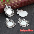 Floral Rim Round Bezel Pendant Trays in Two Antique Finishes view 2