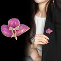 Pink Gold Tone Ribbon Bow Enamel Metal Brooch Pin for Jackets and Lapels view 3