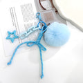 Braided Cord Star Charm Keychain With Fluffy Pom Pom And Bow view 3