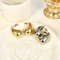 Silver Gold Tone Chunky Polished Teardrop Stud Earrings view 3