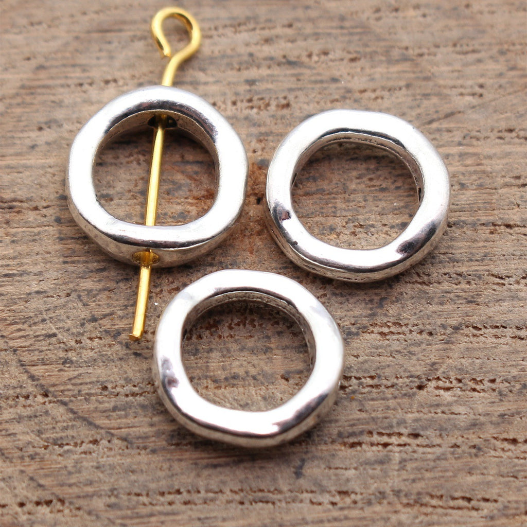 11x11x3.3mm 0.68g Multicolor Zinc Alloy Wavy Round Ring Loose Metal Beads for DIY Bracelet Jewelry Making