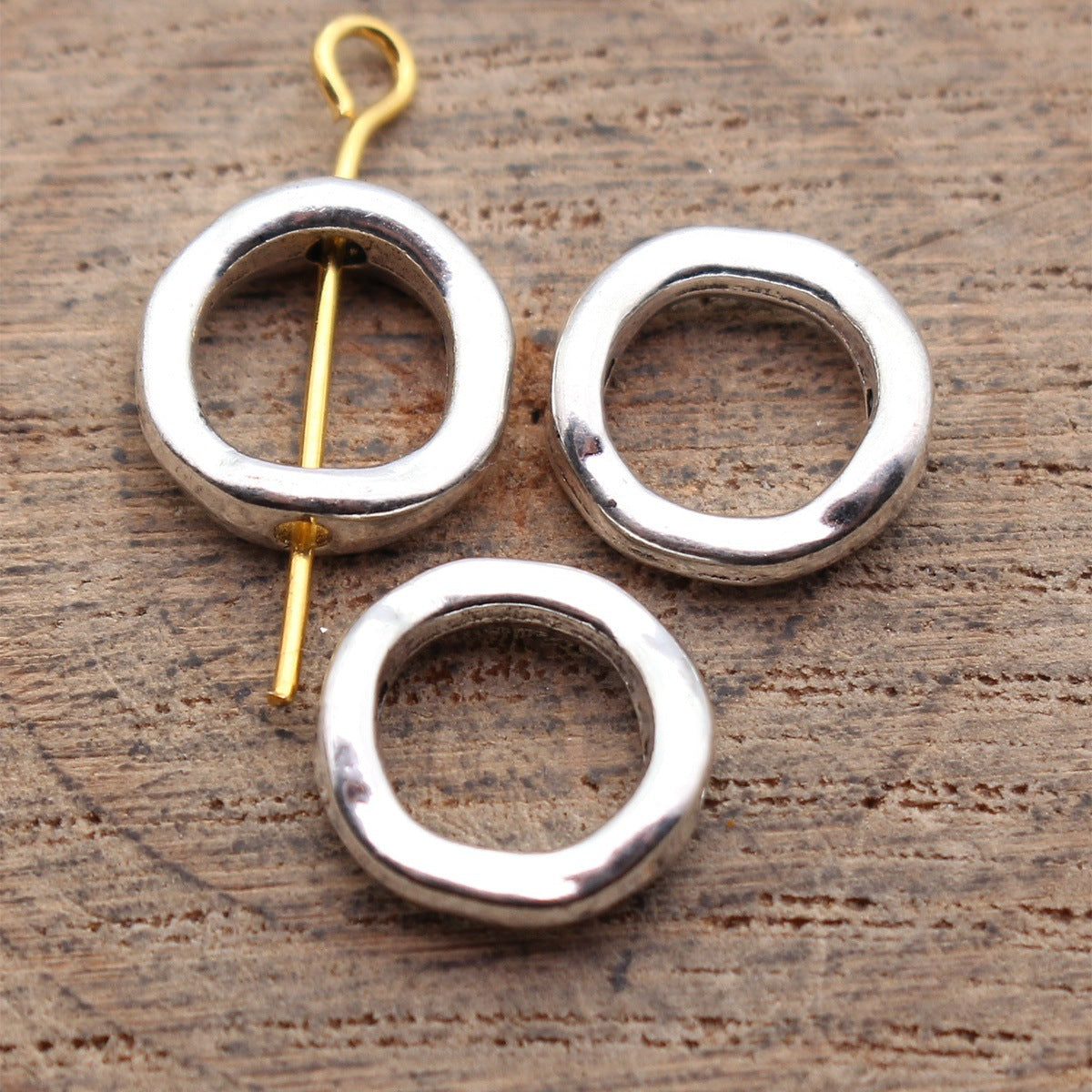 11x11x3.3mm 0.68g Multicolor Zinc Alloy Wavy Round Ring Loose Metal Beads for DIY Bracelet Jewelry Making