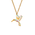 Gold Enamel Hummingbird Pendant Necklace Stainless Steel view 5