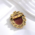Black Gold Tone Woman Portrait Two Designs Metal Brooch Pin view 3