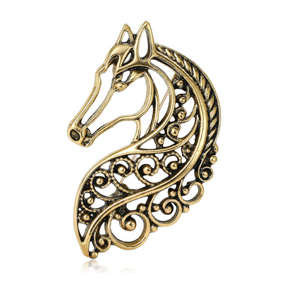 filigree horse brooch, front product view