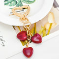 Heart Clasp Keychain with Triple Marbled Heart Bead Charm view 2