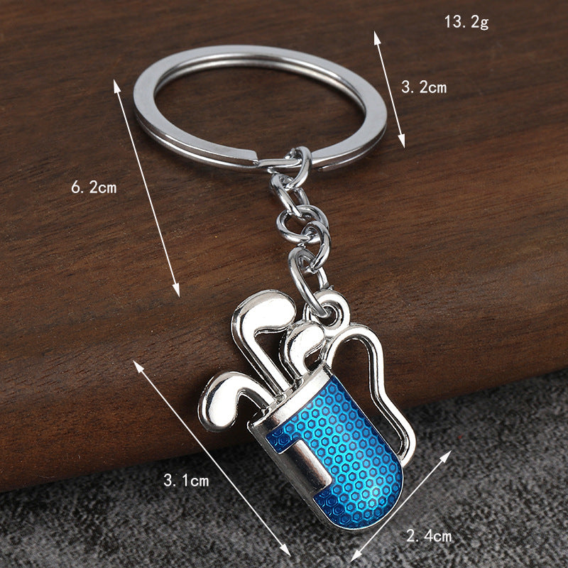 3D Golf Club and Ball Zinc Alloy Keychain Gift Accessory