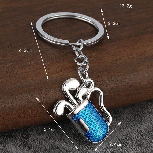 3D Golf Club and Ball Zinc Alloy Keychain Gift Accessory