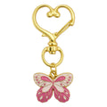 Pink and Cream Butterfly Metal Keychain with Gold-Tone Heart Clasp view 5