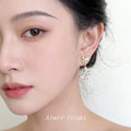 Gold Dual Butterfly Drop Earrings White Enamel Zircon view 2