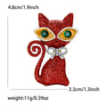 Glitter Cat Brooch in Red or Gray With Oversized Green Eyes view 6