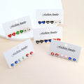 Heart Evil Eye Mini Stud Earring Three Pair Sets in Three Colorways view 2