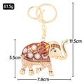 Enamel Sun Rhinestone Elephant Keychain Gold Clasp Four Colors view 3