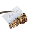 Leopard Pearl and Gold Hoop Stud Earring Set with Polished Details view 5