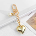 Puffy Metal Heart Charm Keychain With Bow Or Pearl Accent view 9