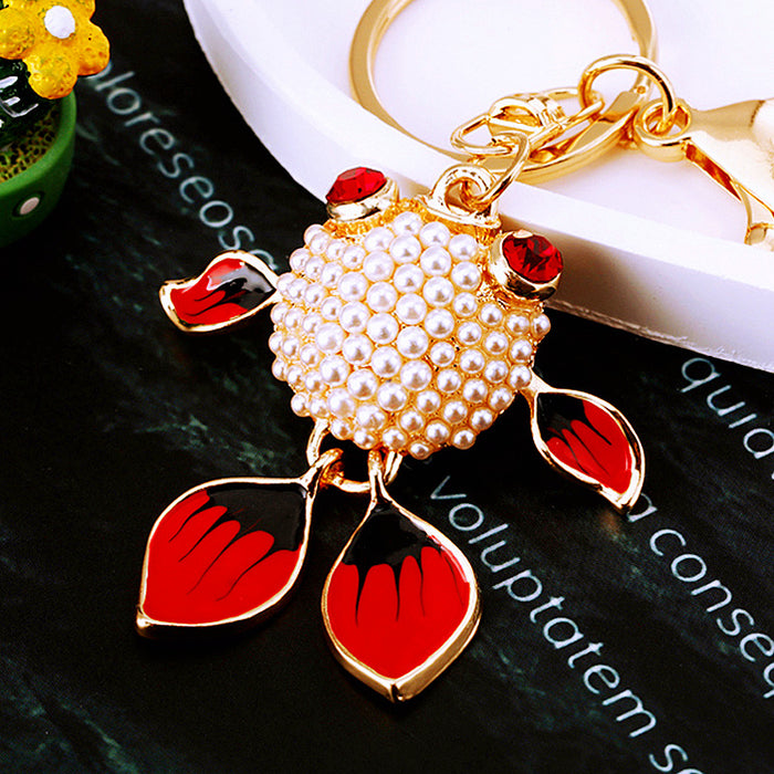Pearl Accent Goldfish Keychains in Five Colors and Random Color Option